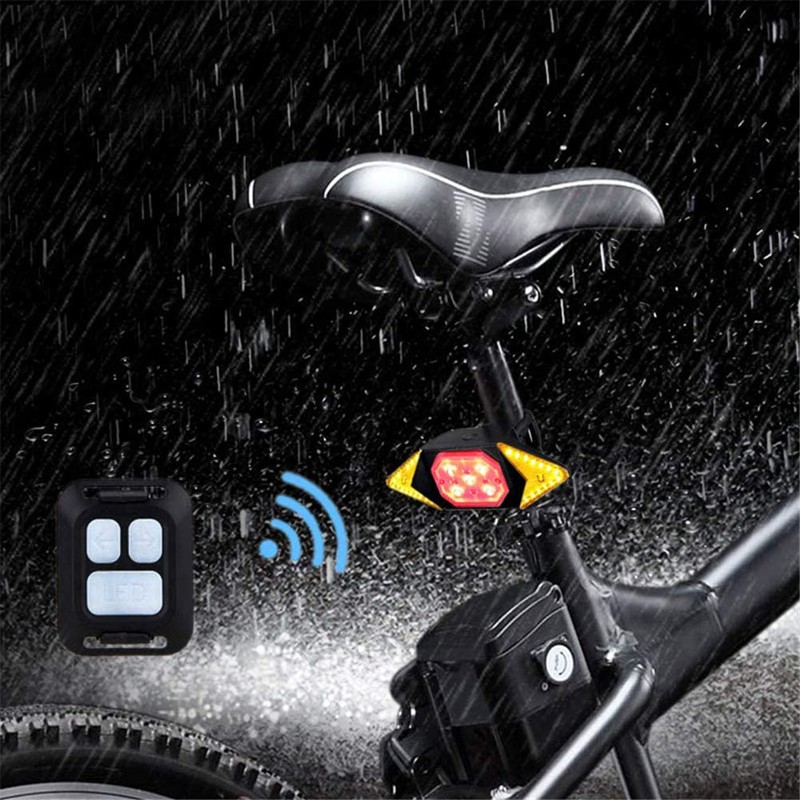 Wireless Remote Control Rear Tail Light USB Charging Bike Turn