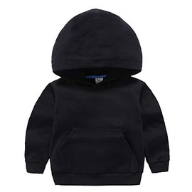 Ding-dong Baby Toddler Kid Boy Girl Solid Casual Pocket Hoodie Sweatershirt Pullover（Black,2T）