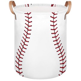 LOMBARDIDEN Laundry Basket for Boys - Baseball Print Kids Laundry Hamper with Handles - Collapsible Tall Clothes Hamper Storage Organizer Bin for Bedroom Bathroom Nursery Decor, 20.8" x 16"