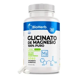 Glicinato De Magnesio BIOHERB  Magnesium Glycinate Supplement, 180 Capsules                                                                           