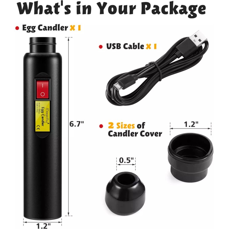 Magicfly Rechargeable Wireless Egg Candler Tester for Monitoring Eggs Developmen