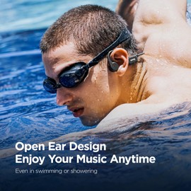 Sanag B60S Bone Conduction Sports Headphones, IPX8 Waterproof Swimming Bluetooth 5.3 Earphones, 64GB MP3 Player, Open Ear Wireless Headset with Mic & App, for Running, Cycling, Workout (Black)