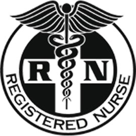 Simple Black and White Registered Nurse RN Caduceus Symbol Icon Vinyl Sticker (2" Tall, #4)