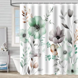 FAIRYGATE Shower Curtain Shower Curtain Waterproof Anti Mould Shower Curtain Made of Polyester Fabric Washable Bath Curtain with 12 Shower Curtain Rings 180 x 180 cm B9912
