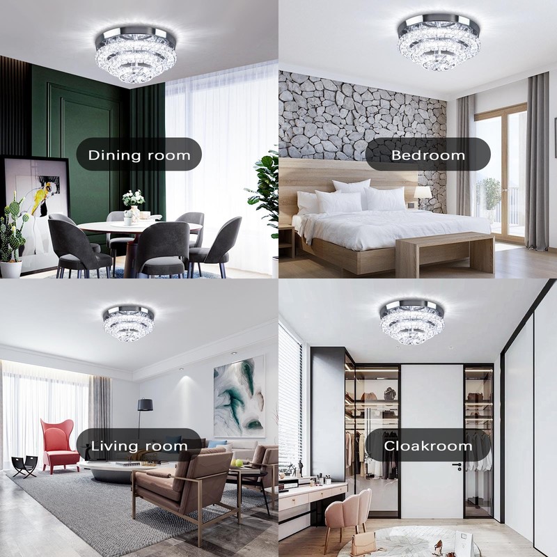 Cainjiazh 11.8" Modern Crystal Chandeliers LED Crystal Ceiling Light Fixture