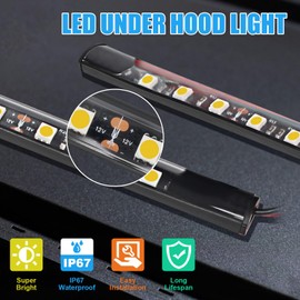 GreceYou Under Hood LED Light Kit, Waterproof 12V Car LED Lights Bars Car Hood Work Inspection Lights Underhood Work Light Kit with Automatic On/Off -Universal Fits Any Vehicle