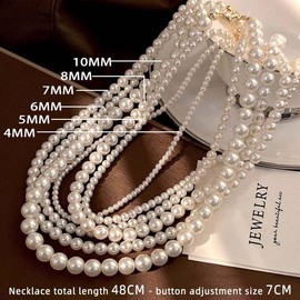Jeyfull 12mm Pearl Necklace for Women - Dainty Round Imitation Pearl Choker necklaces for women Elegant Wedding Jewelry Bridesmaid Gifts Delicate Simple Jewelry for Special Occasions Daily Wear