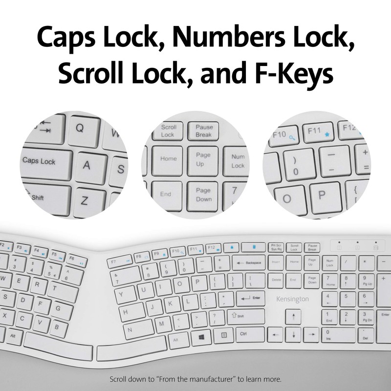 Kensington Pro Fit Ergonomic Wireless Keyboard - Grey (K75402US)