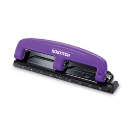 PaperPro Bostitch Office EZ Squeeze Reduced Effort 3-Hole Punch, 12 Sheets, Purple