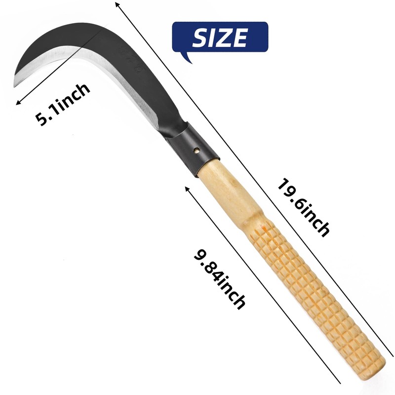 EcoDigilife Billhook Sickle Machete Knife,Clearing Sickle,Manganese Steel Blade Hand held