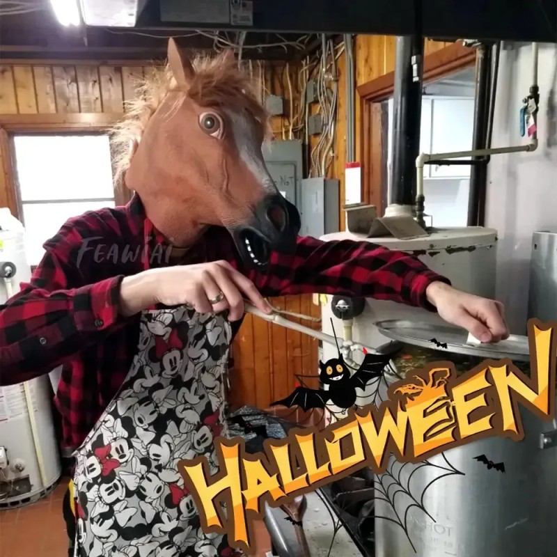 Máscara Disfraz Cabeza Caballo Fiesta Broma Harlem Halloween