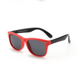 MAXJULI Polarized Kids Sunglasses for Girls and Boys with Fleaxible Frame Ages 3-10 UV400 (Red/Black)