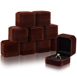 Lamoutor 9Pcs Velvet Ring Box Earring Box Jewelry Gift Box (Dark Brown)