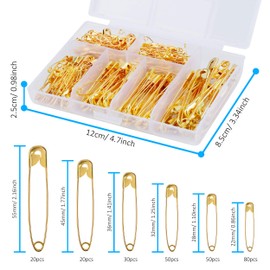Safety Pins Pack of 250 Large and Small Safety Pins Durable Rust Resistant Safety Pins for Crafts Sewing Jewellery Making Home Workplace 6 Sizes Gold