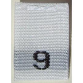 Sean Label 50 pcs WOVEN WHITE CLOTHING SEWING FOLDED SIZE LABELS - SIZE 9 - NINE