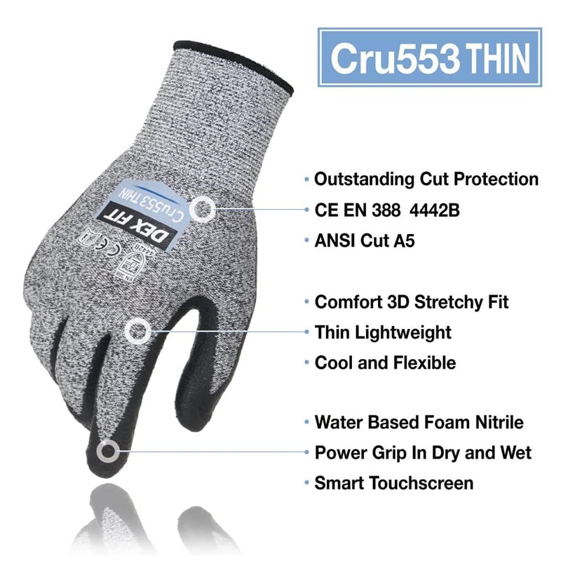 DEX FIT Cru553 Thin 15 Gauge, Level 4 Cut Resistant