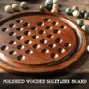 Deluxe Solitaire Game Set: 12.6'' Solid Wooden Board, 32 Natural