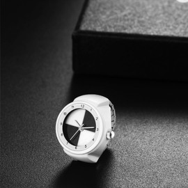 Ring, Watch, Ring Watch, Cute: One Size Fits Most, Waterproof, Ring, Stylish, Analog Pocket Watch - Birthday, Anniversary, Valentine's Day, white