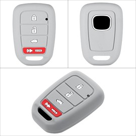 iSaddle for Honda 4 Buttons Key Fob Silicone Case - Keyless Entry Remote Control Straight Car Key Fob Protector for Honda Accord Civic CR-V Crosstour HR-V Fit 2013-2019 MLBHLIK6-1TA (Gray)
