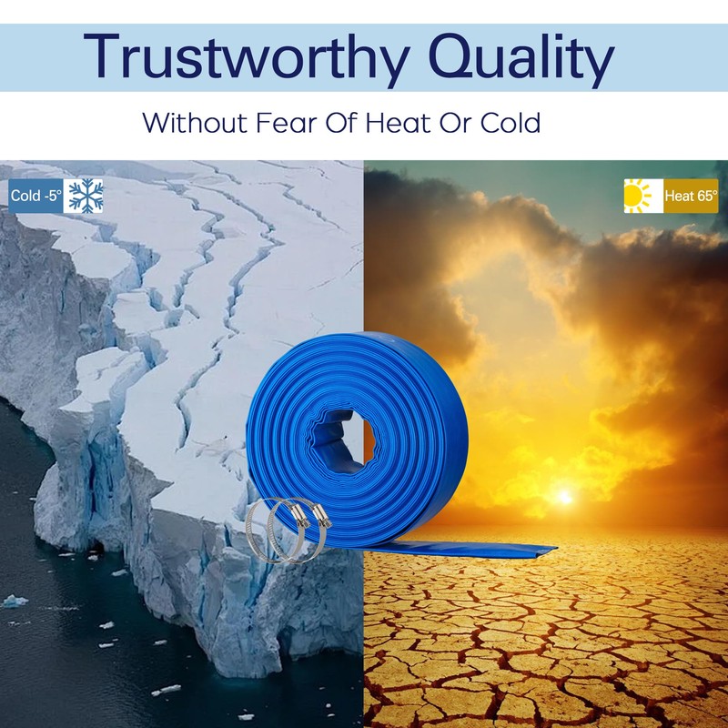OasisTrim 2" x 100FT Pool Backwash Hose, Heavy-Duty Pool Hose,