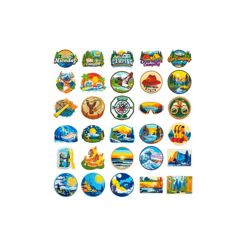 Puideon 30PCS Camping Iron on Patches,2.4in