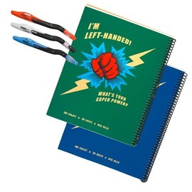 2 Super Power Wide-Ruled Metallic Left-Handed Notebook Set Plus 3 Left-Handed Visio Pens, Assorted Colors