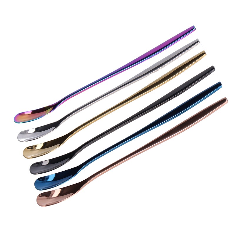 6PCS Coffee Spoon Stainless Steel Mixing Spoon Thickened Long Handle