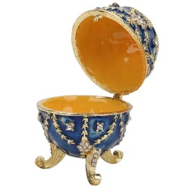 HERCHR Decorative Jewellery Box, Vintage Style Egg Trinket Box, Egg Jewellery Box, Decorative Jewellery Box with Hinge, Unique Hand-Painted Enamelled Jewellery Box