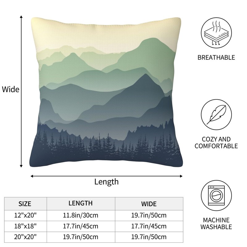 BEITUOLA Green Mountains Throw Pillow Covers 18x18 Set of 2