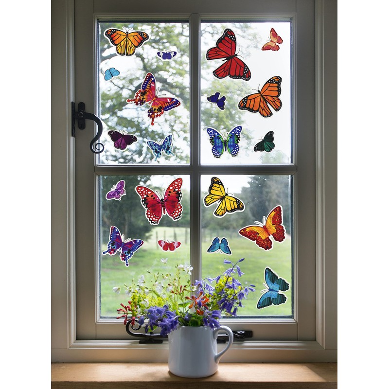 Iconikal 100-Count Static Cling Vinyl Window Decorations, Butterflies (5 Sheets