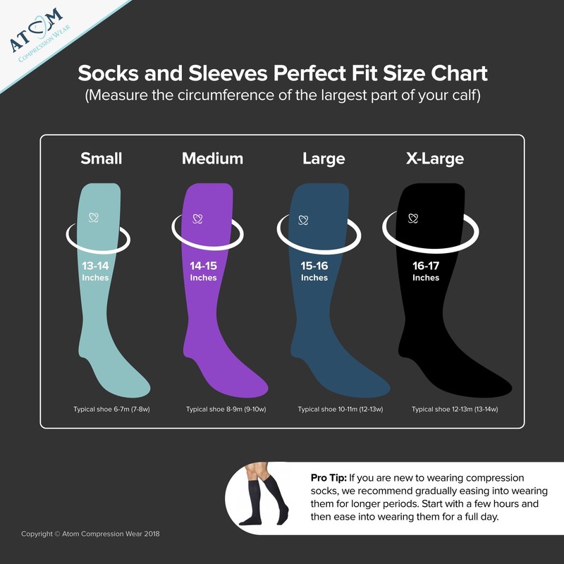 ATOM Compression Wear Graduated 18-22 mmHg Socks with Special Massage