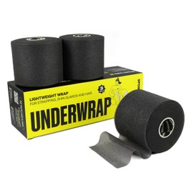 SPORTTAPE Pre Wrap Tape - 3 Rolls - Foam Tape - 7 cm x 27 m Black