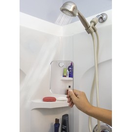 The Shave Well Company Fog-Free Travel Mirror for Shaving | Fogless Bathroom Mirror with Removable Wall Suction | Small, Portable, Handheld for Makeup