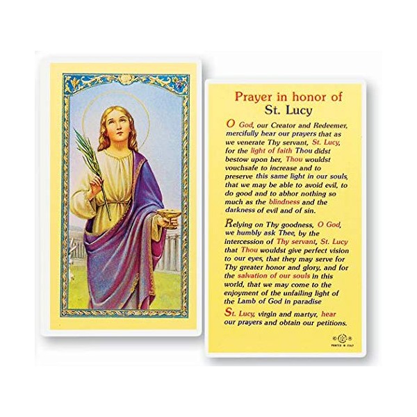 WJ Hirten E24-478 Prayer in Honor of Saint Lucy Clear Holy Cards