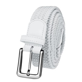 Golf Belts for Men Women 1/2/3 Pack Braided Elastic Fabric Stretch Canvas Woven for Jeans Youth Sports Hiking 36 40 44 48 (White, 34"-38" Waist Adjustable)