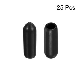 QUARKZMAN Pack of 25 Rubber End Caps 5 mm ID Rubber Caps Rubber Plugs Round Protective Caps Protective Cover End Tips Dust Protection for Wire Cable Thread Bolts Screws Spout Black