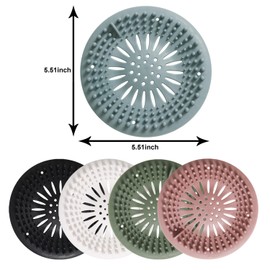 Drain Hair Catcher, Drain Strainers with Suction Cup, Hair Catcher Shower Drain Covers Protector, Flexible TPR Material, Multiple Colors for Bathroom Tub Shower and Sink, 5 Pack