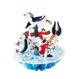 Santoro Pirouette Christmas 3D Pop Up Greeting Card - Ice Skating Penguins - Kids Family Christmas