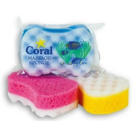 Coral Bath SPONGE Shower Body Massage Bath Scrub Exfoliating Cleaning X 3 PC