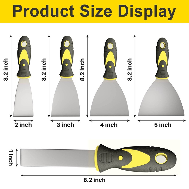 Rerdeim 5Pcs Putty Knife, Set, 1" 2" 3" 4" 5"