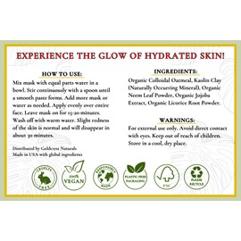 Moisturizing Face Mask for Dry, Sensitive, Acne-Prone Skin – Gentle & Natural Skincare with Clay, Oats, Neem, Jojoba, Licorice - 100% Plant-Based, Cruelty-Free, Preservative-Free, & Eco-Friendly, 7 oz