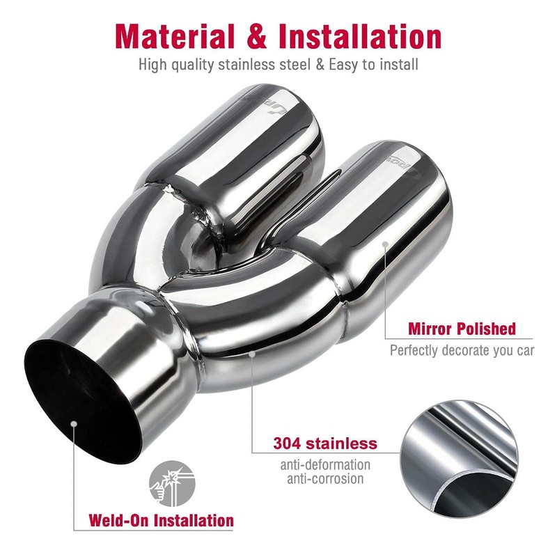 Upower Dual Exhaust Tip 3 Inch Inlet 3" outlet 9.5"