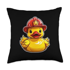 Fireman Rubber Duck, Fire Fighter Rubber Duckie Throw Pillow