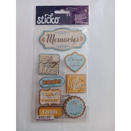 EK Success Brands Sticko Chipboard Sticker WONDERFUL MEMORIES Story Of Life Cherish Love Good Time