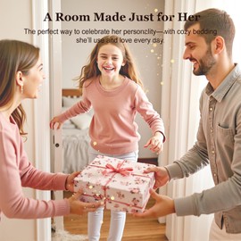 Codi Teen Girl Bedding, Comfy Girls Comforter Sets Full & Queen Size for Kids Bedroom, Pink and Gold, 4 Piece for Teenagers - All Seasons Warm