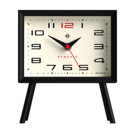 NEWGATE Henry Mantel Clock Black - No-Tick Silent Sweep Movement - Modern Mantelpiece Clock - Small Clock - Clocks For Living Room - Office Clock - Desk Clock - Arabic Dial (Cream)