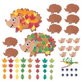 GWAWG 8PC Leafy Hedgehog DIY Kit Peel Stick EVA Foam Arts and Crafts Kit Kids Autumn Craft Set Child 4-12 Creative Fall Poke Art Toy for Boys Girls Group Activities Party Crafts Hanging Decorations