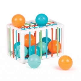 Ludi Baby Cube - Toy for Babies - From 10 Months - Develops Thinking, Fine Motor Skills, Touch and Discovery - 1 Elastic Cube + 12 Orange and Blue Balls with Fun Sound