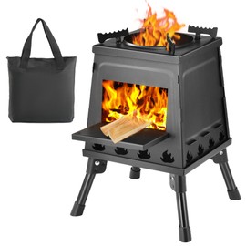Wood Burning Stove, Camping Wood Stove, Small Portable Cast Iron Wood Stove: Compact Outdoor Cooking Solution with Carrying Bag (Lager)