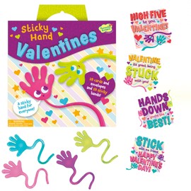 Peaceable Kingdom Valentines Cards for Kids Classroom, Set of 28 Valentines Day Gifts - Sticky Hands